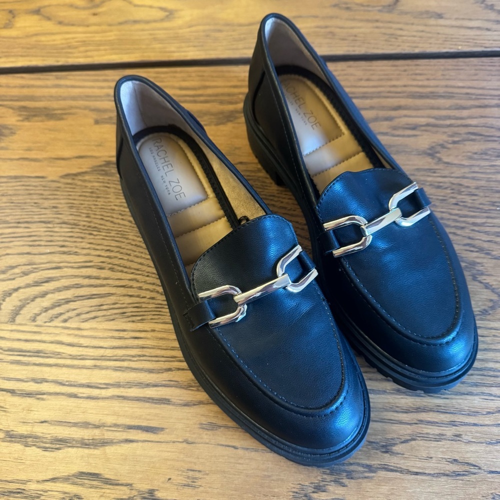 Rachel Zoe Black Loafers with Gold Accent‎